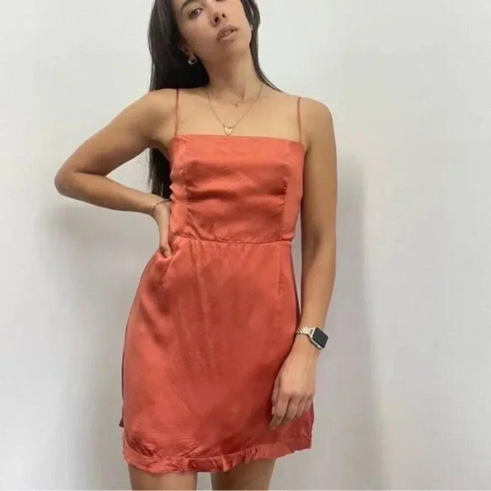 Aritzia Wilfred Skye Mini Dress Sinopia Rust Burnt Orange Red  Size 8